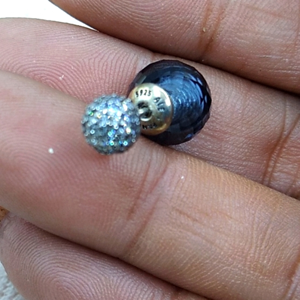 Pandora Midnight Blue Shimmering Drops Stud Earrings - Picture 6 of 9